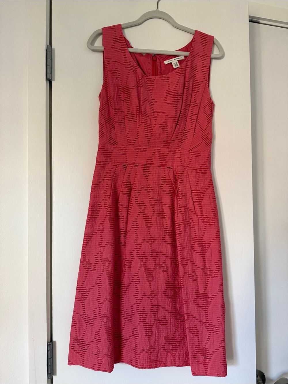 Banana Republic Coral Textured Sleeveless Fit-and-Flare Dress